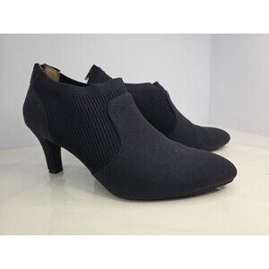 Life Stride Navy Blue Low Ankle Booties Zip Up 9.5 Wide Comfort Work Shoes NWOB